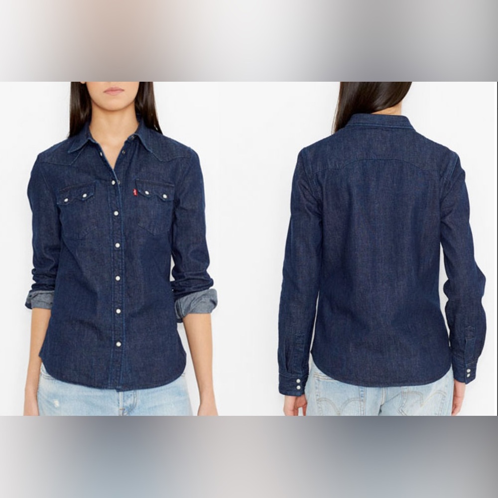 EUC- Levi’s ‘Sawtooth Selvedge’ Denim Western Shirt w/Pearl Snaps